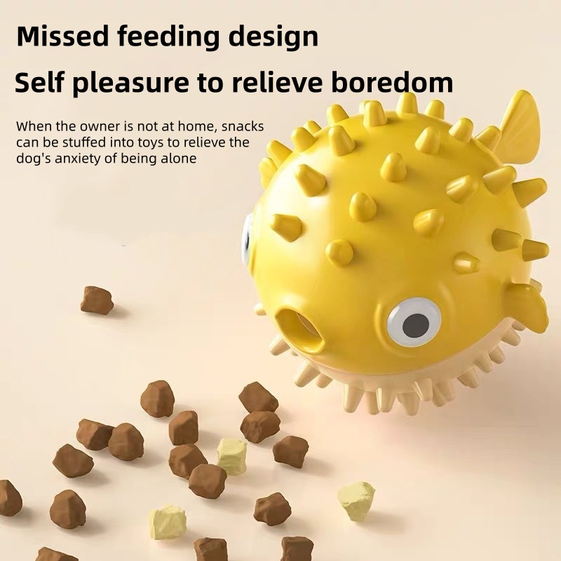 Rubber Treat Dispensing Dog Toy - Mainan Anjing Interaktif Berbentuk Ikan yang