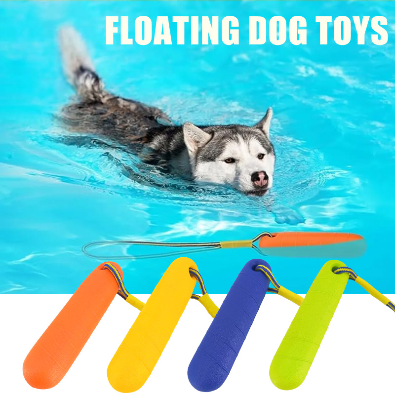 Indestructible Dog Chew Toy - Tongkat Kunyah Eva dengan Tali, Mainan
