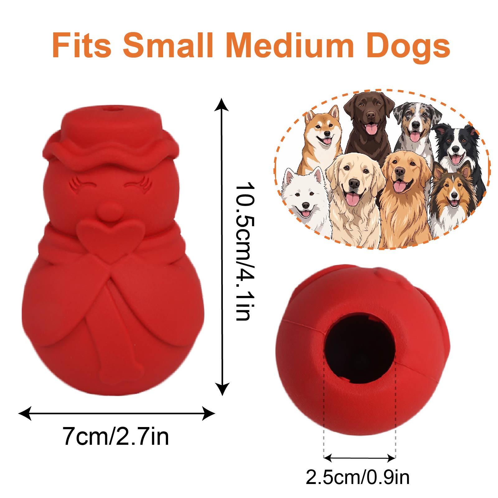 Rubber Treat Dispensing Dog Toy - Mainan Puzzle Anjing Berbentuk Manusia Salju,