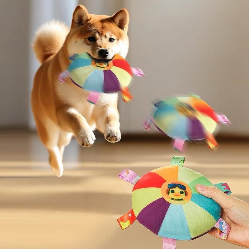 Flying Disc Dog Training Toy - Mainan Anjing Plush Berbunyi, Flying Disc