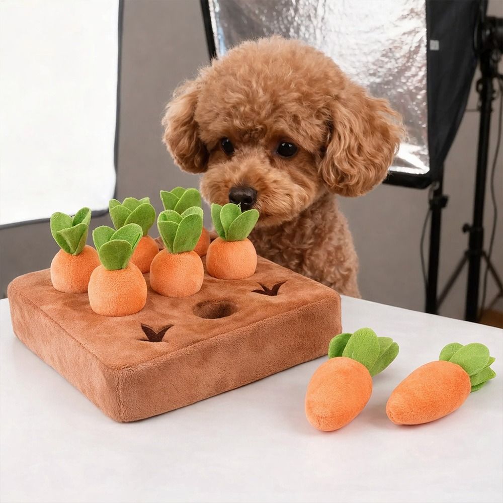 Alas Snuffle Wortel Penghilang - Interactive Squeaky Plush Dog Toy ulasan dan harga